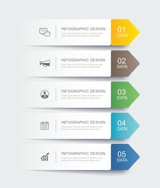 5 plantilla de índice de papel de pestaña de infografía de datos ilustración vectorial fondo abstracto