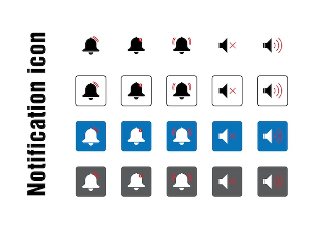 5 vector de icono de notificación de estilo en formato vectorial, todos son 20 iconos