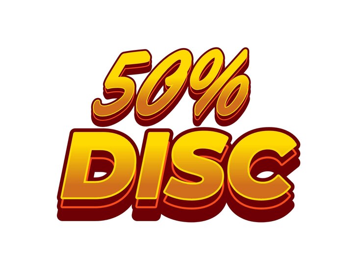 Vector 50 por ciento de descuento efecto de texto en estilo 3d con buenos colores