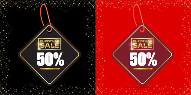 50 por ciento de descuento en la plantilla de diseño de banner de venta de Navidad