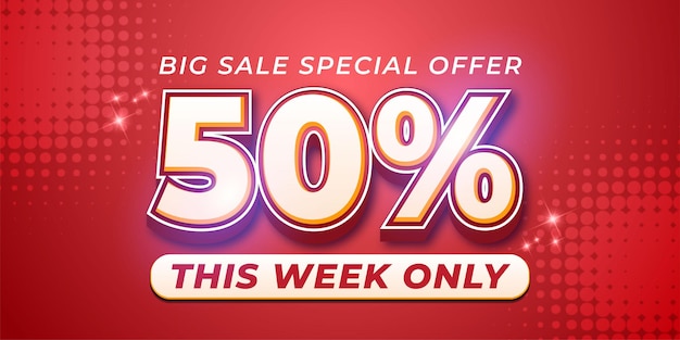 50% de descuento en promoción de descuento de venta flash de plantilla de banner de gran venta
