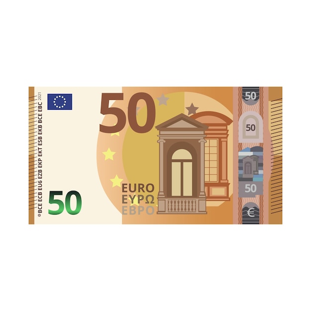 Vector 50 euro dinero billete dibujos animados vector ilustración objeto aislado