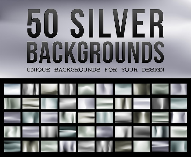 50 fondos plateados únicos tela brillante plateada con colores metálicos relucientes
