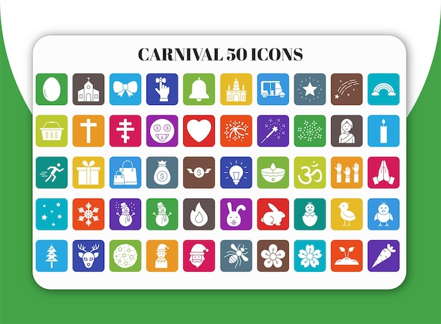 Vector 50 iconos de carnaval