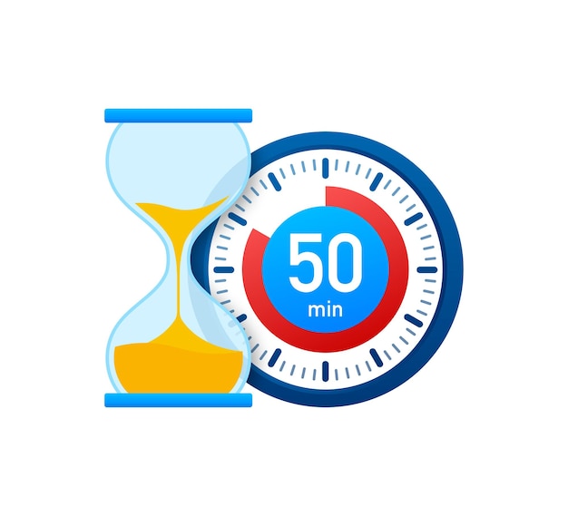 Vector los 50 minutos, icono de vector de cronómetro. icono de cronómetro en estilo plano, temporizador sobre fondo de color. ilustración vectorial.