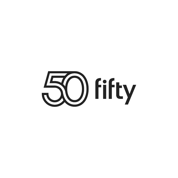 50 número cincuenta línea vinculada concepto de diseño de logotipo moderno ilustración vectorial