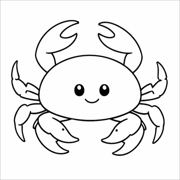 Vector 50 página para colorear de vectores kawaii de lindo cangrejo para niños