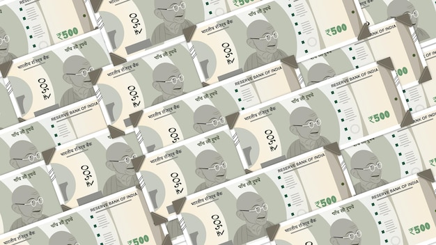 500 billetes de moneda india formando antecedentes