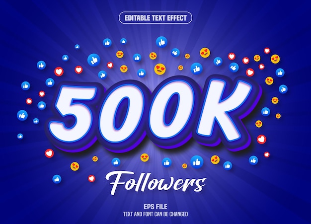 500k seguidores efecto de texto 3d