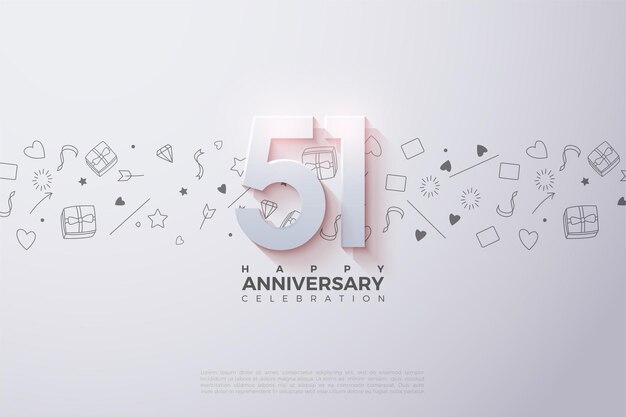 51 aniversario con ilustración de figura 3d