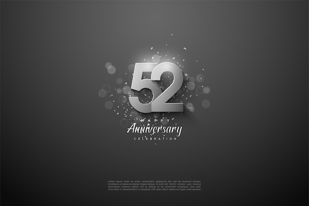 52 aniversario con números plateados sobre fondo negro