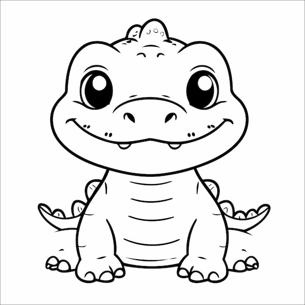 Vector 52 página para colorear de vectores kawaii de lindo cocodrilo para niños