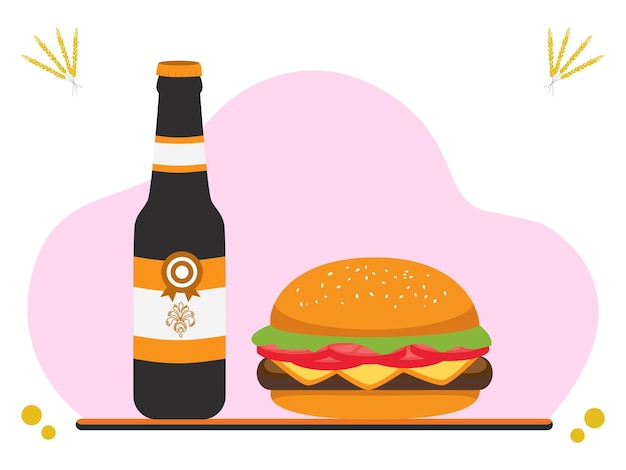 5216 Ilustración del concepto de alimentos y cerveza