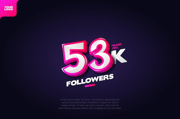 53 000 seguidores con números dinámicos en 3D sobre fondo azul oscuro
