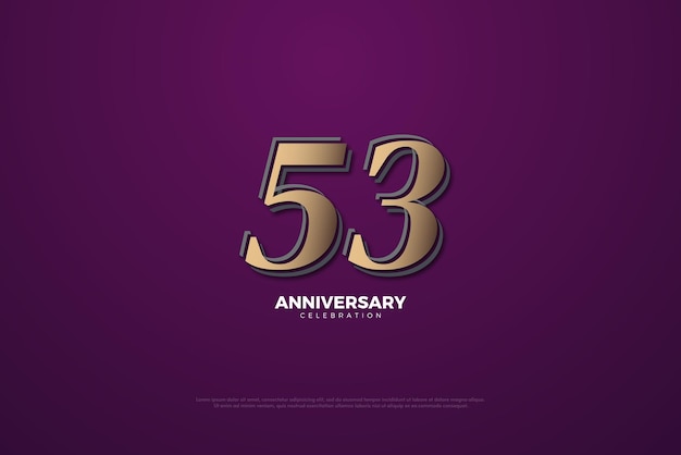 53 aniversario con números marrones sobre fondo morado