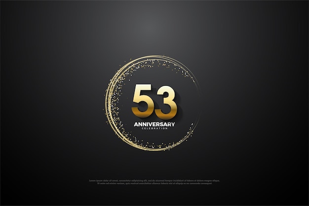 53 aniversario con números rodeados de arena dorada