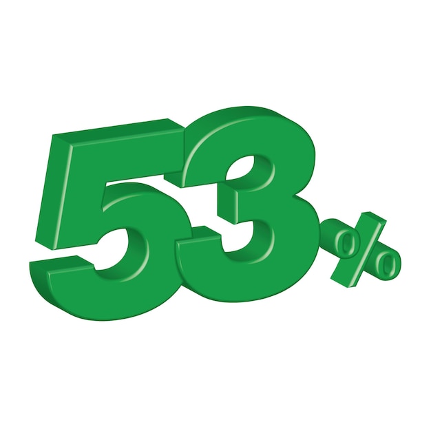 53 por ciento efecto plástico 3d número porcentaje símbolo vector ilustración eps