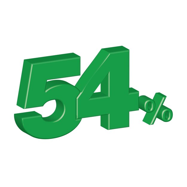54 por ciento efecto plástico 3d número porcentaje símbolo vector ilustración eps
