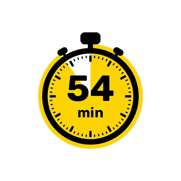 54 minutos reloj analógico icono diseño de fondo blanco