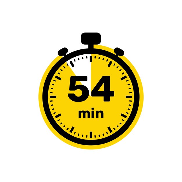 Vector 54 minutos reloj analógico icono diseño de fondo blanco