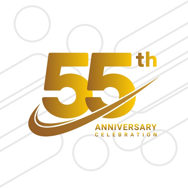 55 aniversario celebración aniversario de oro celebración tipo de logotipo aislado sobre fondo blanco ilustración vectorial