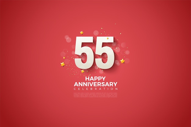 55 aniversario sobre fondo rojo y números 3d