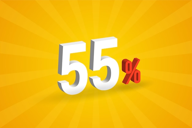 55 descuento texto 3D para ventas y promoción