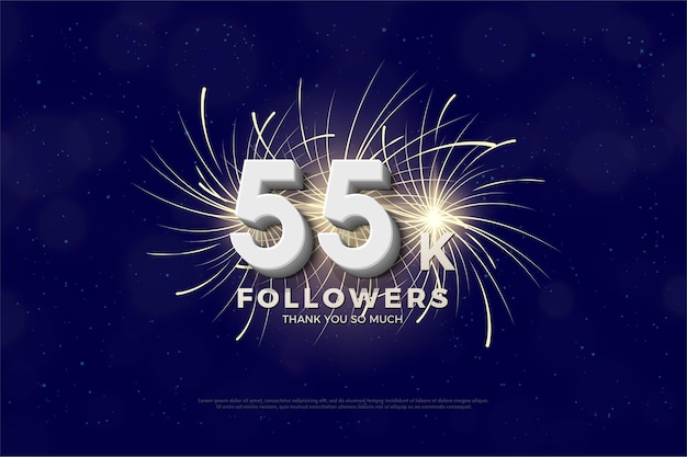 55k seguidores con número y fuegos artificiales.