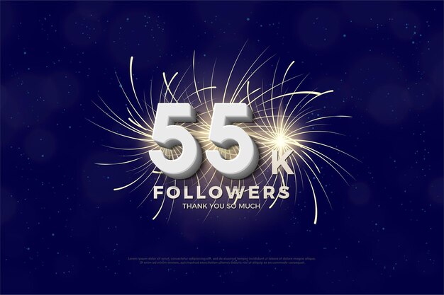 55k seguidores con número y fuegos artificiales.