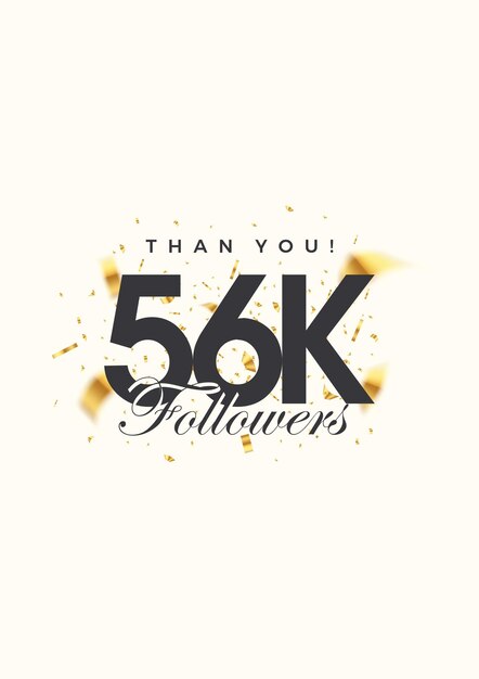 56.000 seguidores con lujosos números plateados sobre fondo rojo.