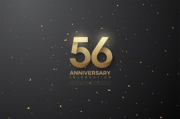 56 aniversario con números estampados suaves