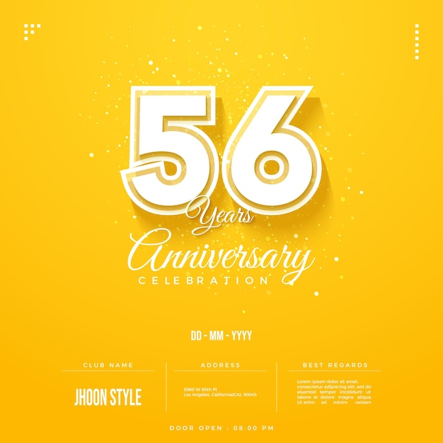 56 aniversario sobre fondo amarillo