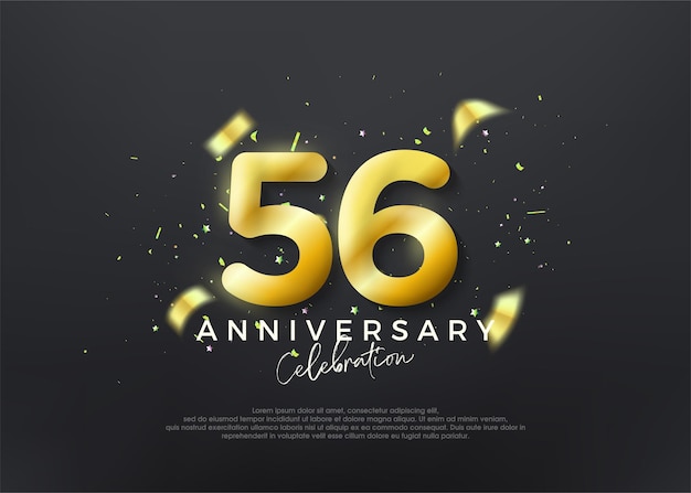 56.o aniversario números oro lujo vector fondo premium Vector premium para cartel banner celebración saludo