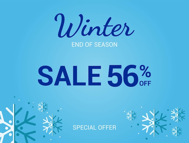 56 de venta banner Cincuenta y seis por ciento oferta especial de invierno Fin de temporada venta Banner Vector