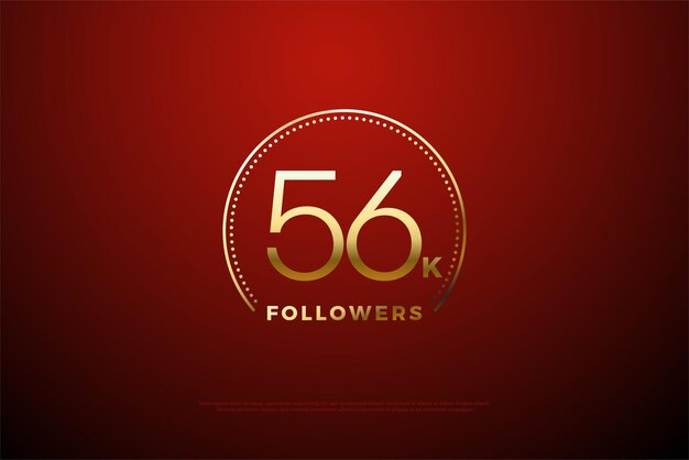 56k seguidores con ilustración de arco dorado sobre el número