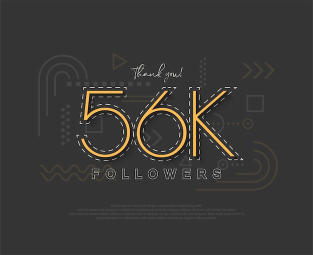 56k seguidores simples y únicos con números y líneas finas.