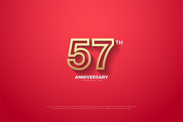 57 aniversario sobre un fondo rojo