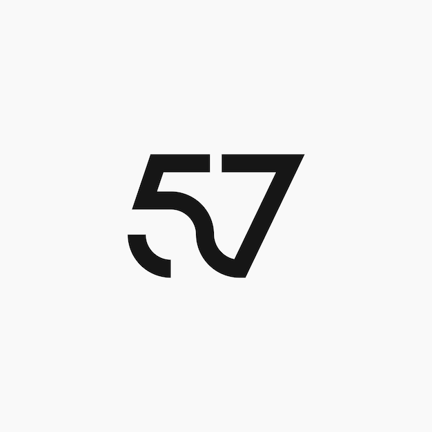 57 número cincuenta y siete logotipo mínimo símbolo numérico de línea vinculada ilustración vectorial
