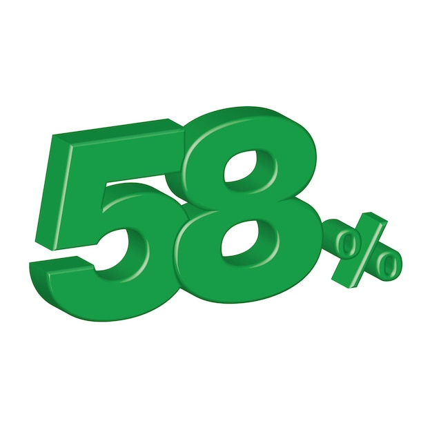 58 por ciento efecto plástico 3d número porcentaje símbolo vector ilustración eps