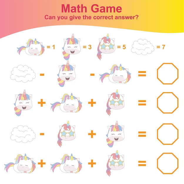 58 juego de matemáticas unicornio