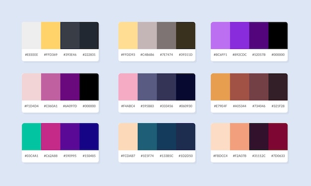 58 muestras del catálogo de la paleta de colores Pantone Muestra de color Conjunto de pancartas de paleta de color abstractas