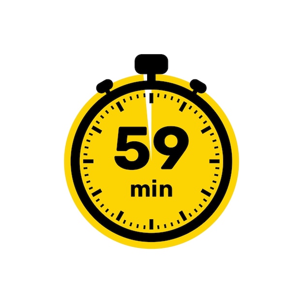 59 minutos reloj analógico icono diseño de fondo blanco