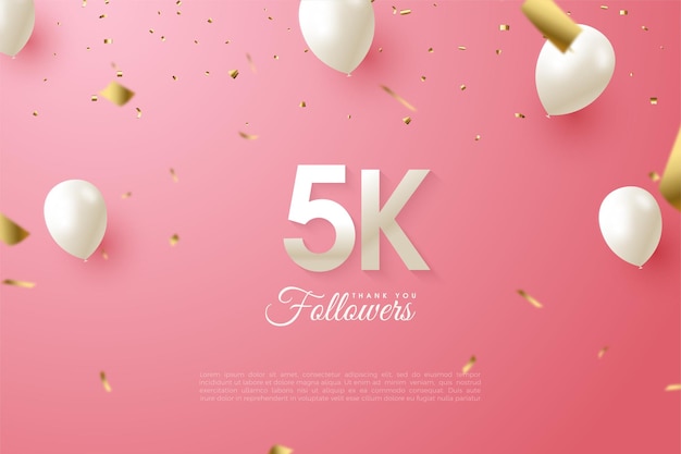 5k seguidores con globos y confeti.