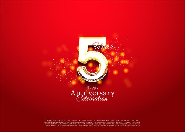 5to aniversario con diseño premium de vector de fondo de burbuja dorada festiva