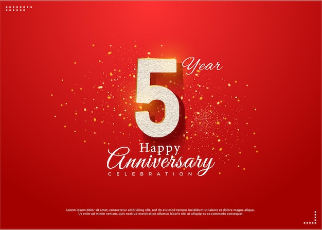 5to aniversario con diseño premium de vector de ilustración de números flotantes