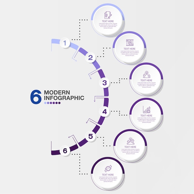 6 círculo infográfico plantilla para la presentación