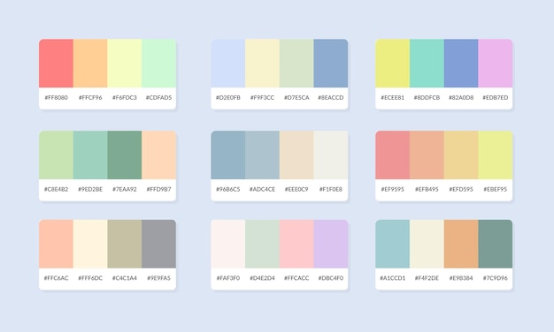 6 muestras del catálogo de la paleta de colores Pantone Muestra de color Conjunto de pancartas de paleta de color abstractas