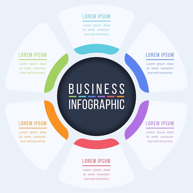 6 Opciones Diseño de círculos infográficos 6 pasos objetos elementos u opciones información información de negocios