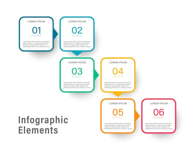 6 opciones en fondo blanco elementos de infografía ilustración vectorial