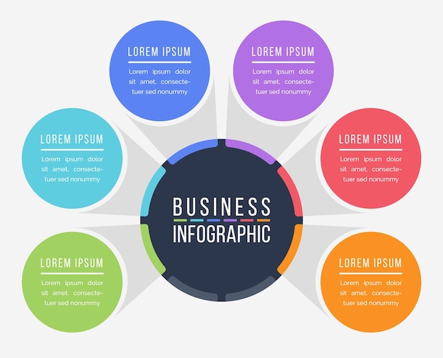 6 pasos Diseño de negocios infográfico 6 objetos elementos u opciones plantilla infográfica para negocios